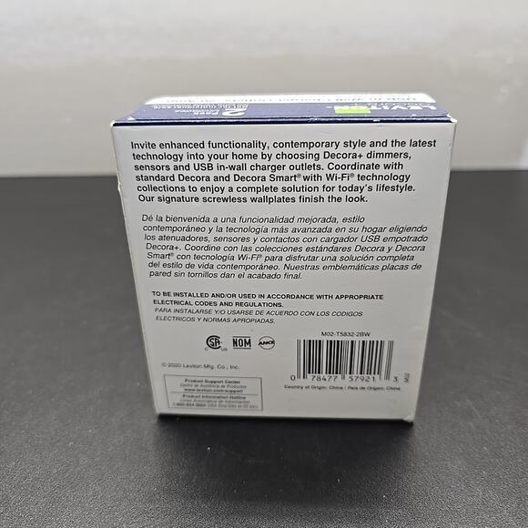 NEW Leviton T5832-2BW USB Dual Type-A in-Wall Charger with 20 Amp Outlet 2 pack - Picture 2 of 5